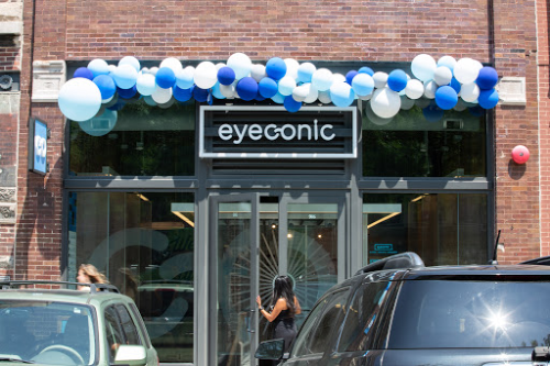 eyeconic storefront with balloons